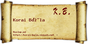 Korai Béla névjegykártya